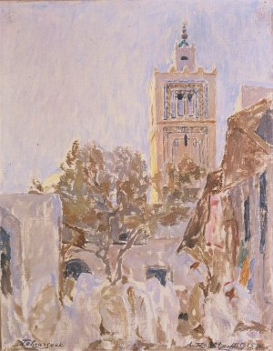 Roubtzoff : Rue et minaret de Téboursouk